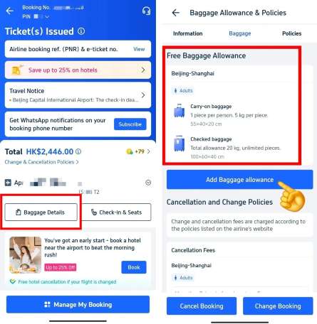Trip.com Baggage Allowance Steps 3-4