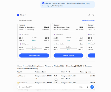 Trip.com: Travel planning inside ChatGPT