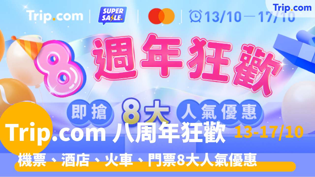 Trip.com 八周年優惠