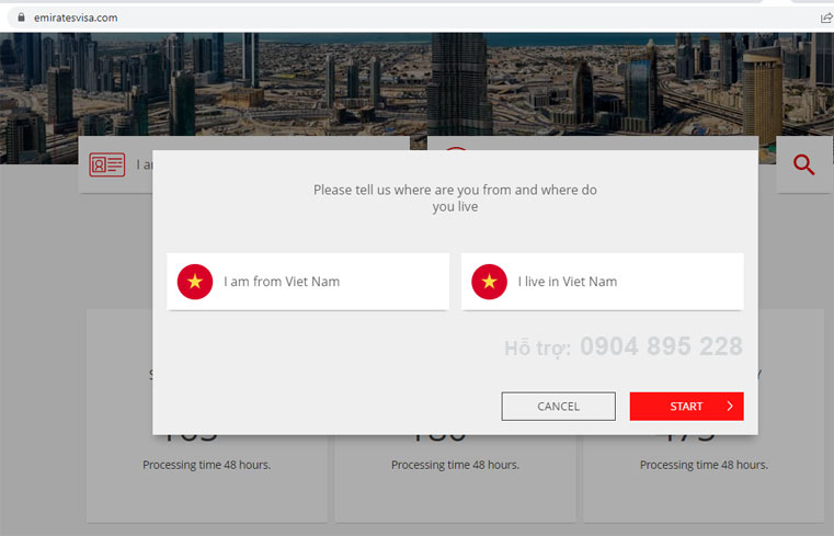 Điền đơn xin visa Dubai
