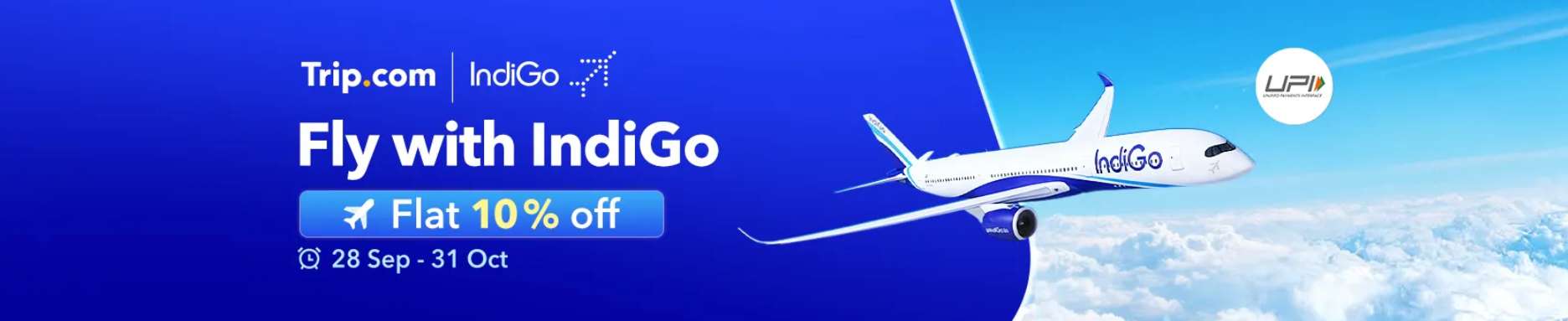 Fly with IndiGo | Flight flat 10% off