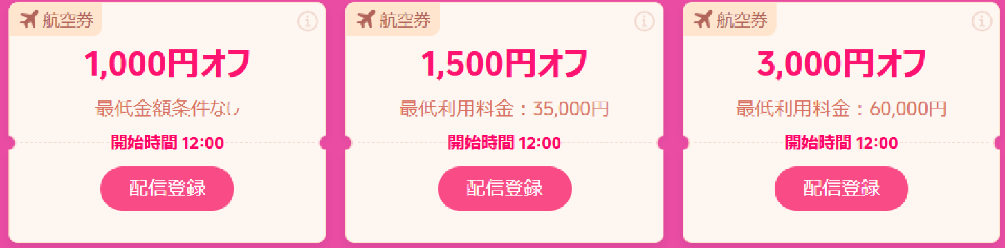 配布予定の航空券クーポン