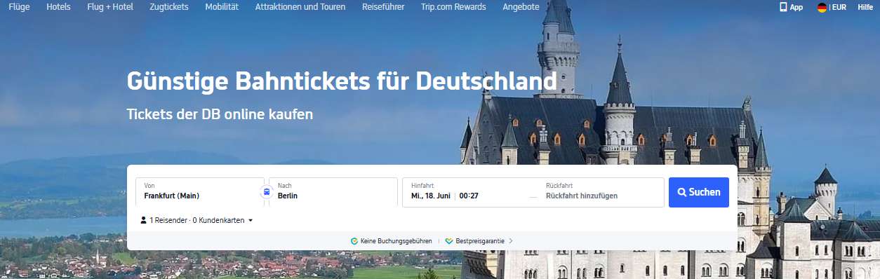 Zugfahrpläne online auf Trip.com suchen und Tickets buchen
