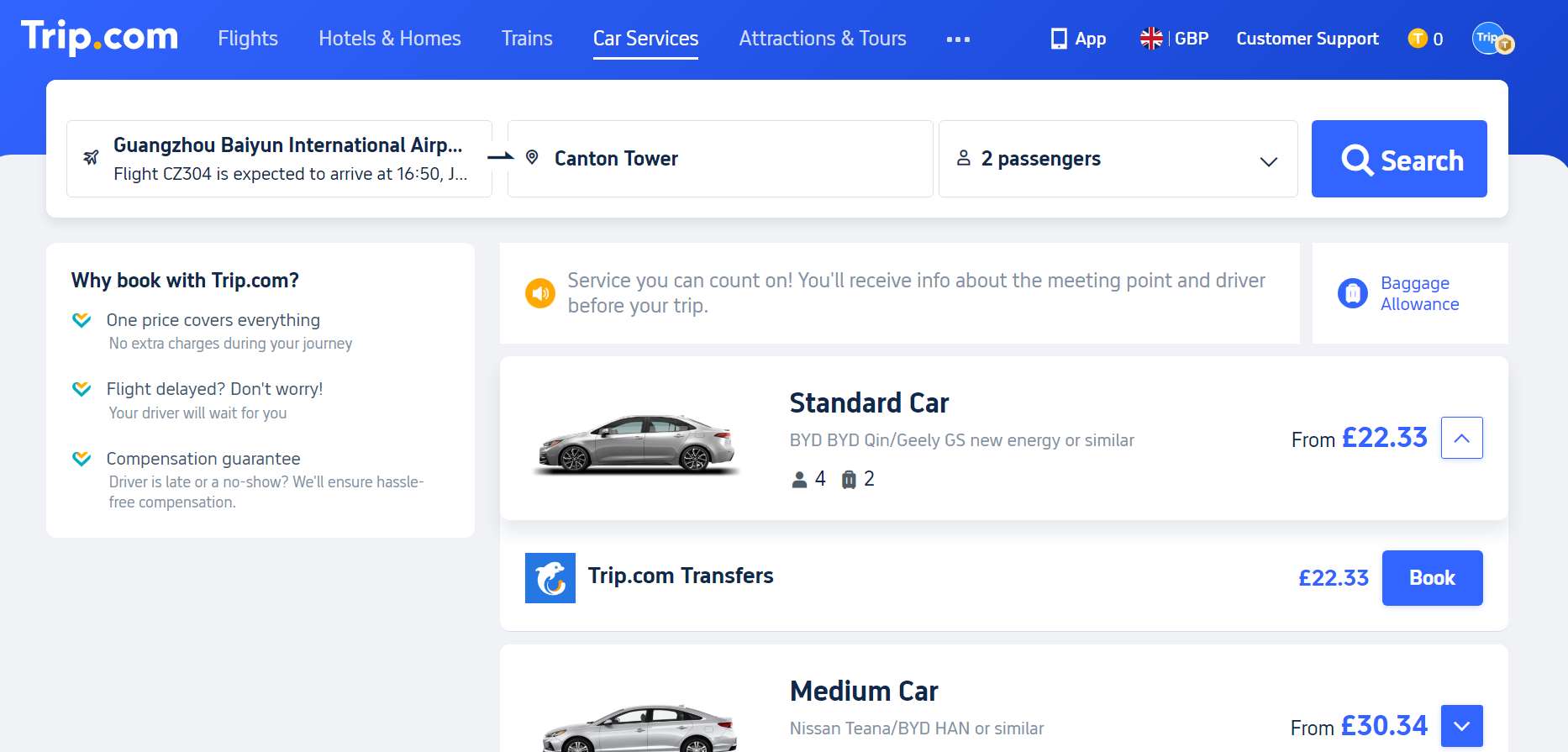 Airport Transfer Price & Duration