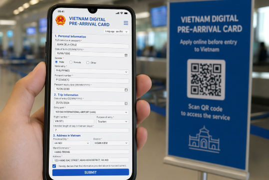 help me create a picture a picture fill Vietnam Digital Pre-Arrival Card in airport