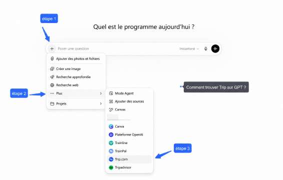 application Trip.com dans ChatGPT