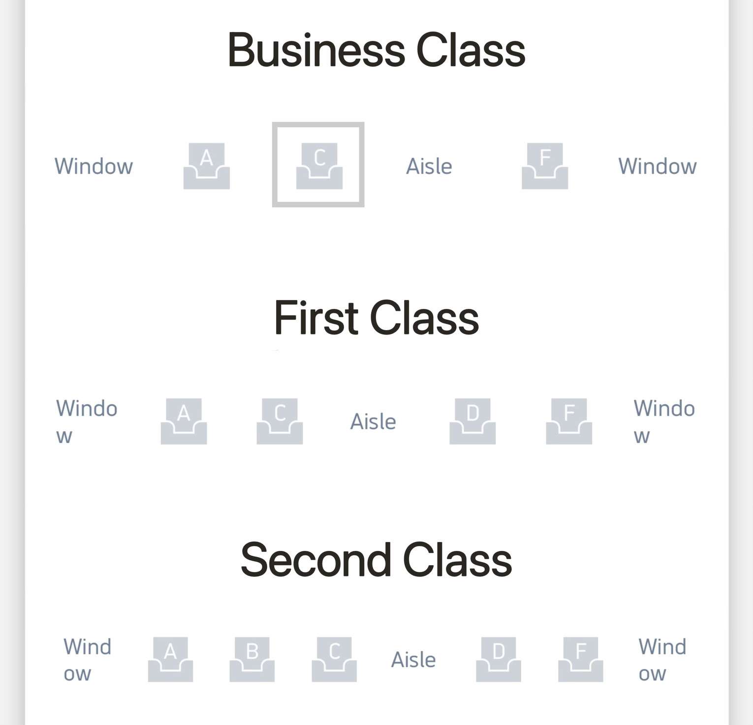 China Bullet Train Business Class Seat Map