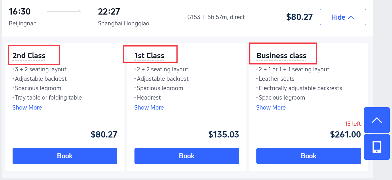 How to Buy China Train Tickets on Trip.com | Choose Seat Class