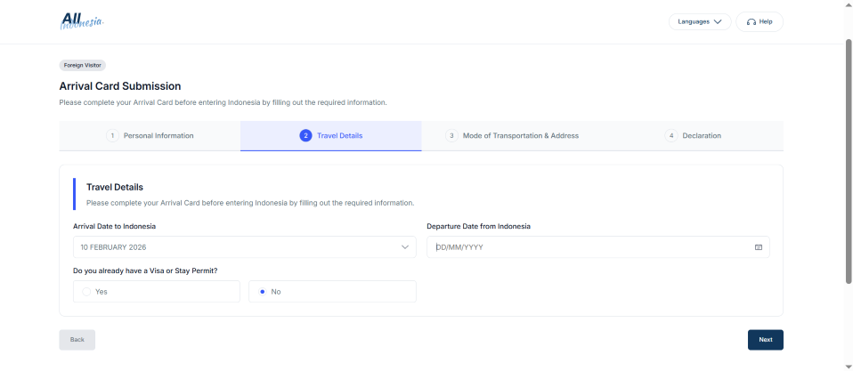 How to Fill Indonesia Arrival Card (e-CD) Online