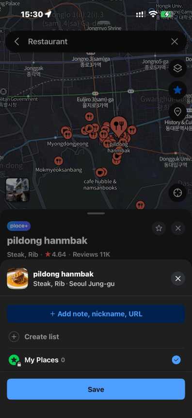 Save Places on Naver Map