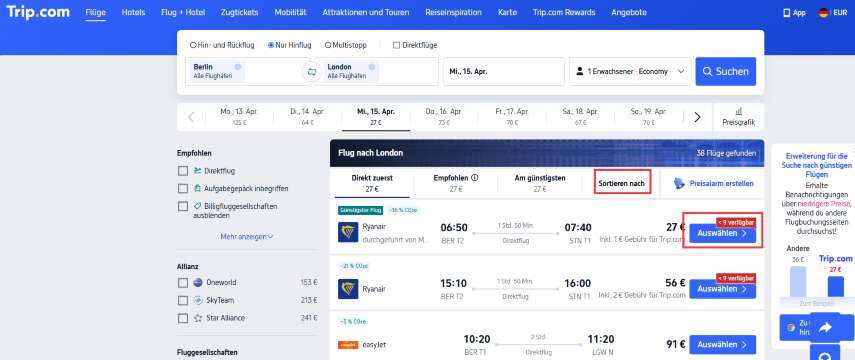 So buchst du günstige Flüge auf Trip.com