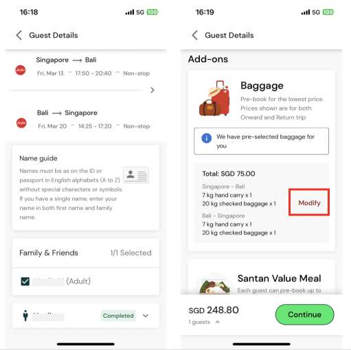 airasia move app booking page