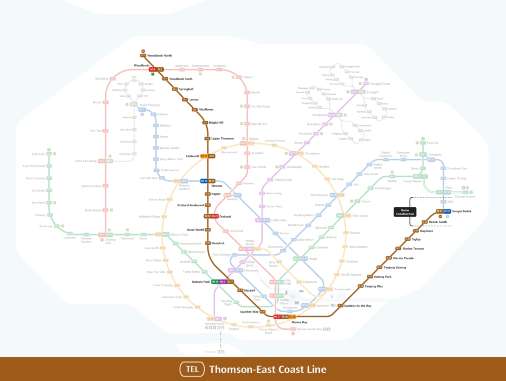 Singapore MRT Thomson-East Coast Line (Brown Line) Map