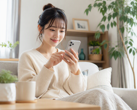 自宅でスマホ操作