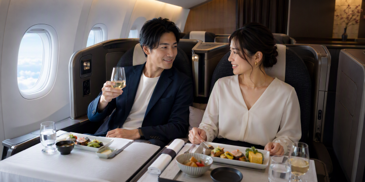 ビジネスクラスの夫婦