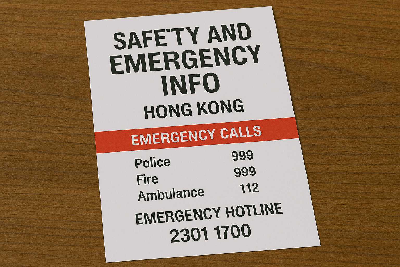 Safety and emergency info