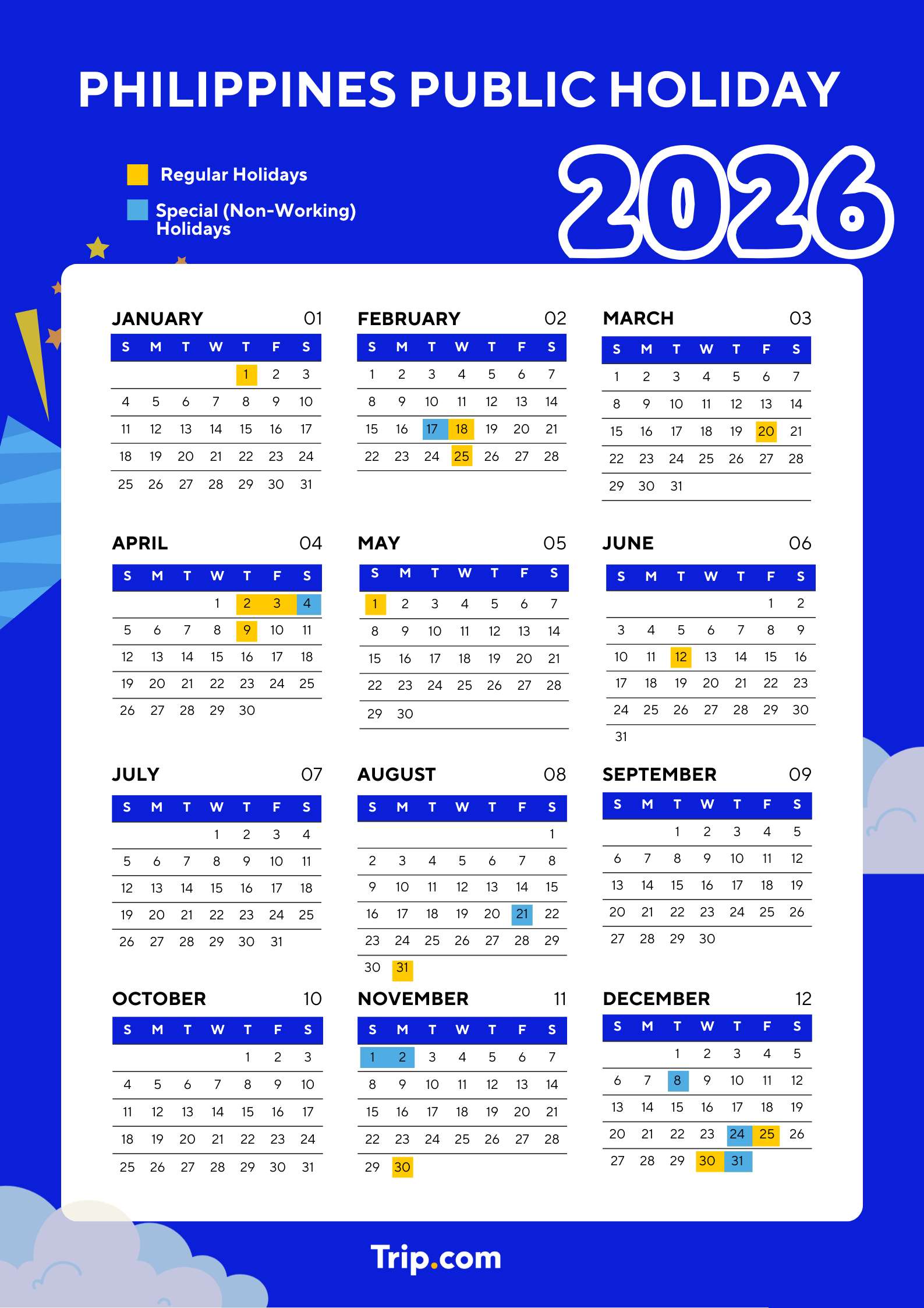 Philippines Public Holiday 2026 Calendar