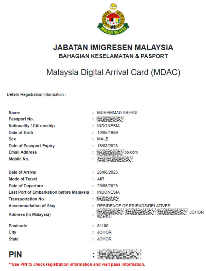 malaysia arrival card