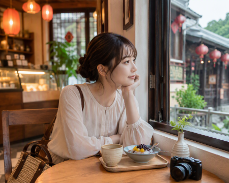 台湾カフェの女性