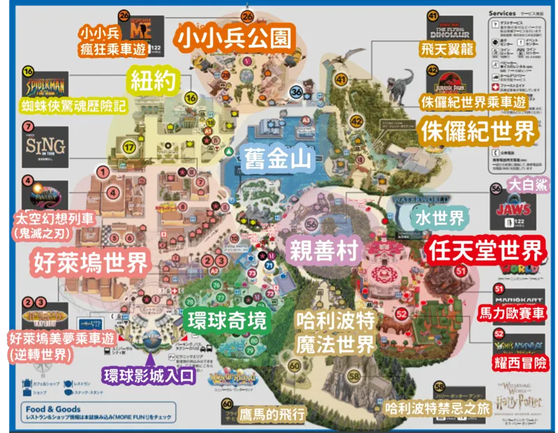日本環球影城園區地圖