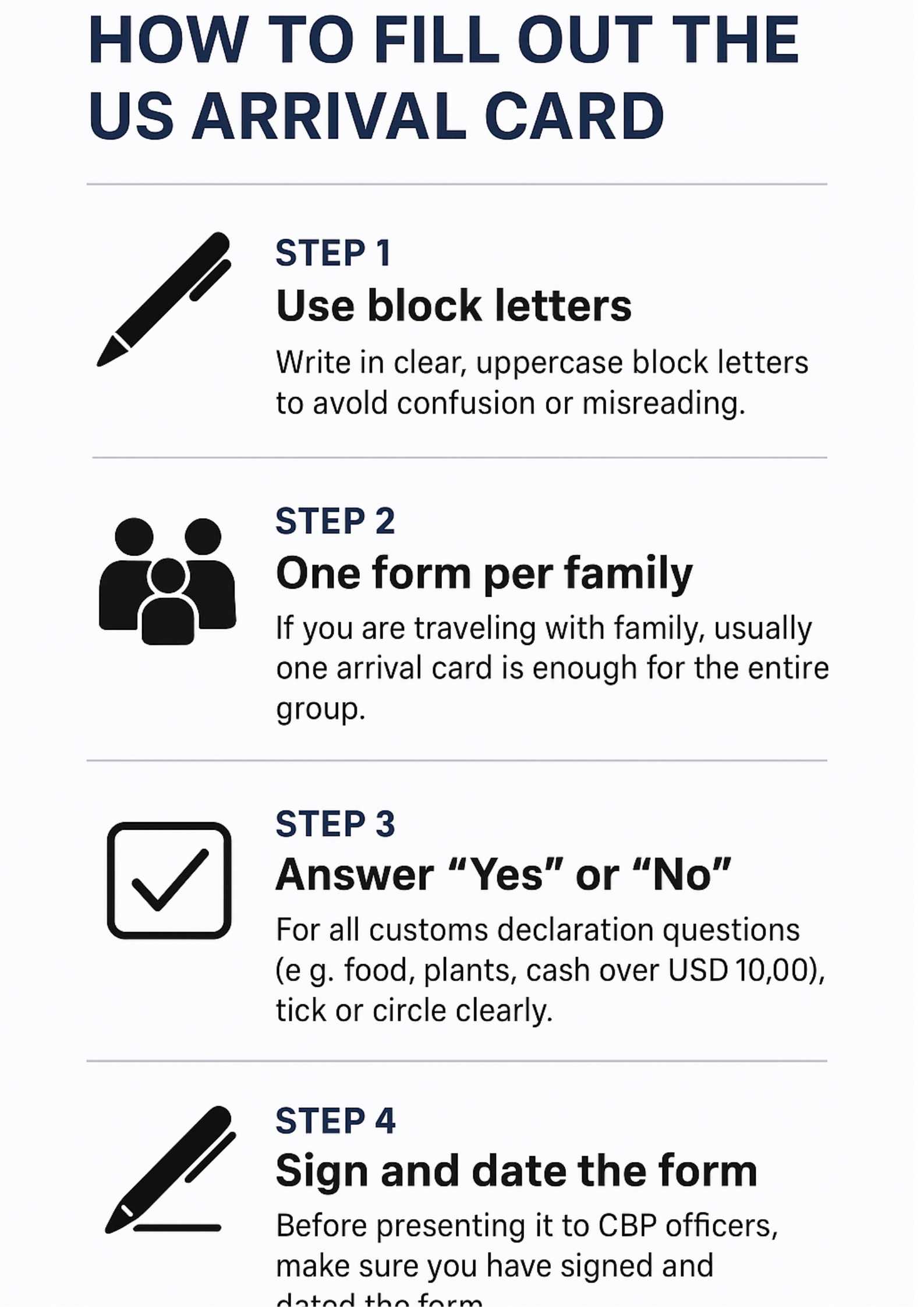 How to fill out arrival card form