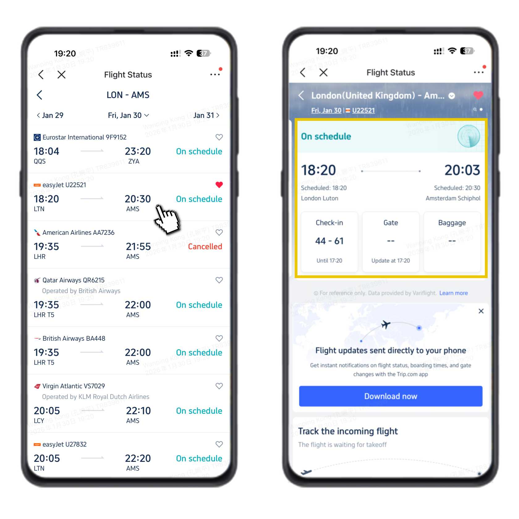 Flugstatus live verfolgen auf Trip.com