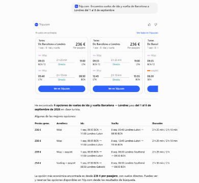 Cómo usar la app de Trip.com en GPT test1