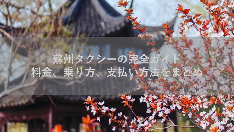 蘇州タクシーの完全ガイド：料金、乗り方、支払い方法をまとめ