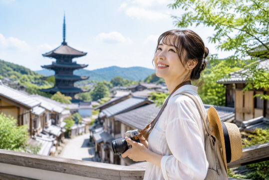 旅行する日本人女性