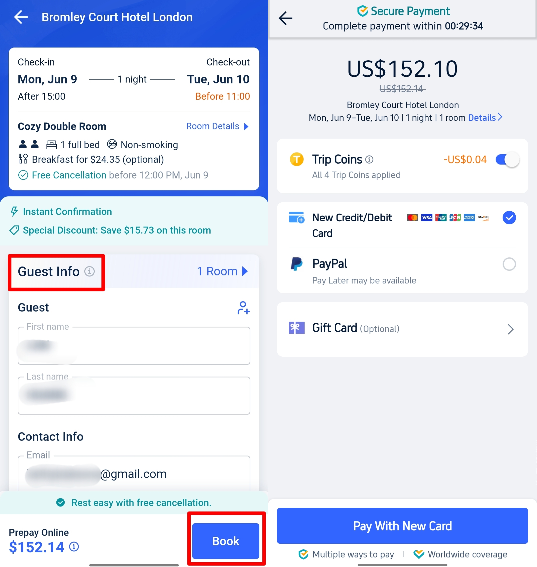 How to use Trip.com Afterpay for "Pay Later" Room