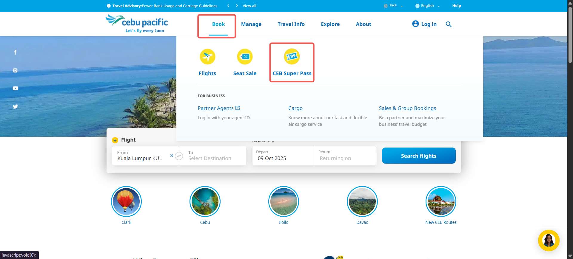 Cebu Pacific website