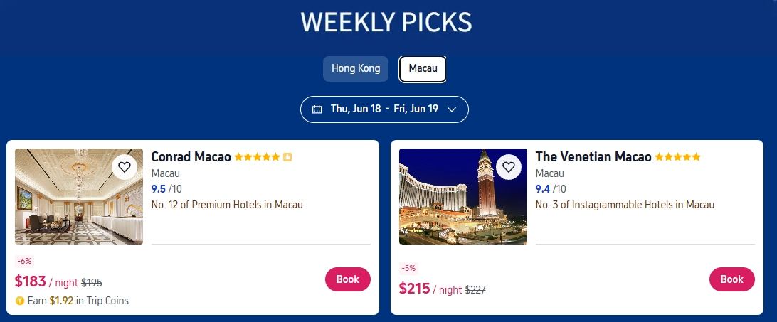 Pick your best hotels for travel in Hong Kong & Macau on Trip.ocm
