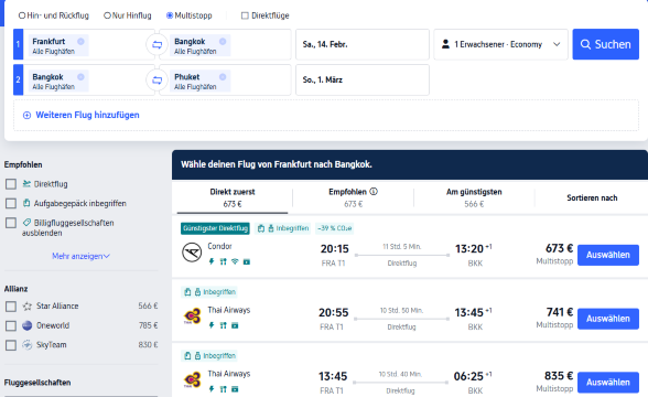 So buchen Sie einen Flug mit Zwischenstopp auf Trip.com