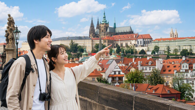 プラハ城の日本人カップル
