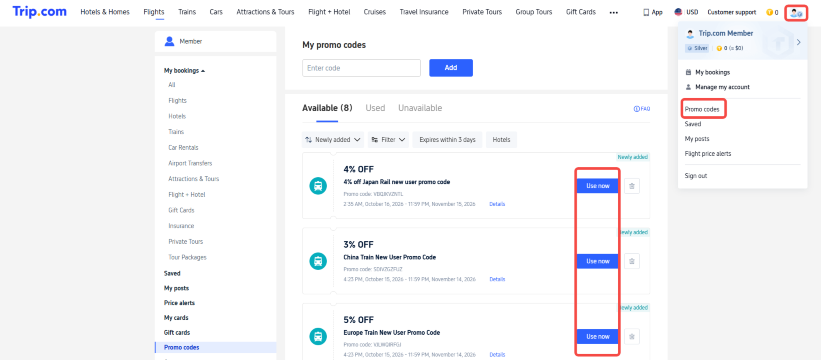 How to Use Trip.com Train Promo Codes