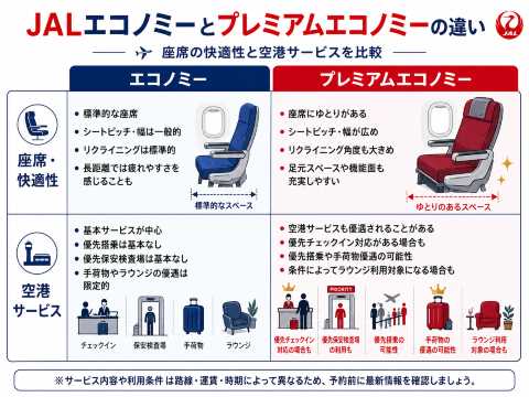 JALエコノミーとプレミアムエコノミーの違い
