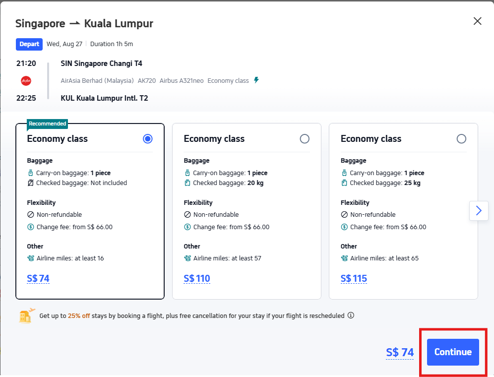 Select your flight on trip.com