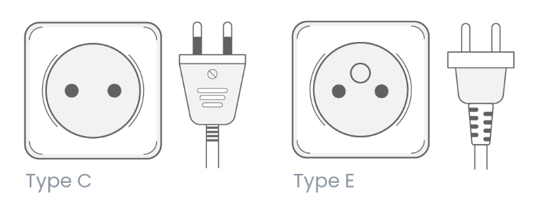 ปลั๊กไฟฝรั่งเศส: Type C และ Type E