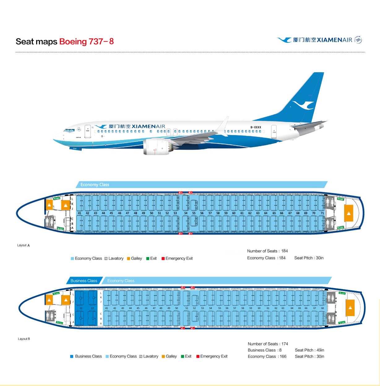 Xiamen Airlines Seat Maps