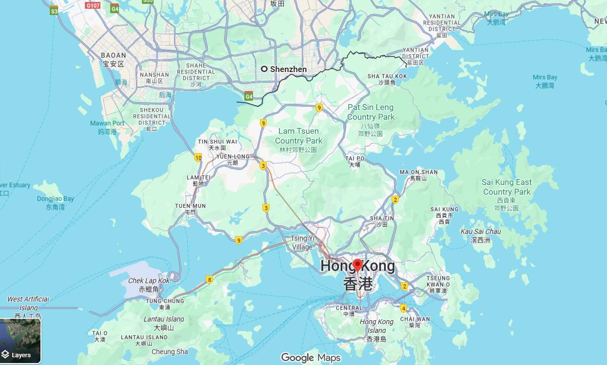 Shenzhen to Hong Kong Map