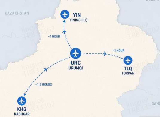 Xinjiang Location Map by Flight