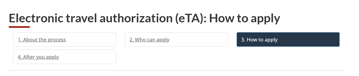 How to apply ETA Canada Step 1