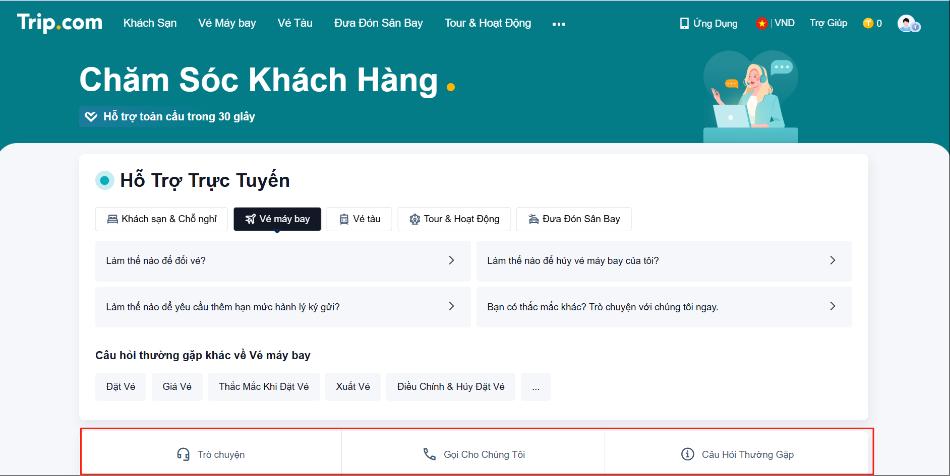 Dịch Vụ Hỗ Trợ Khách Hàng Trip.com