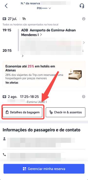Passo 3: Confira sua franquia de bagagem