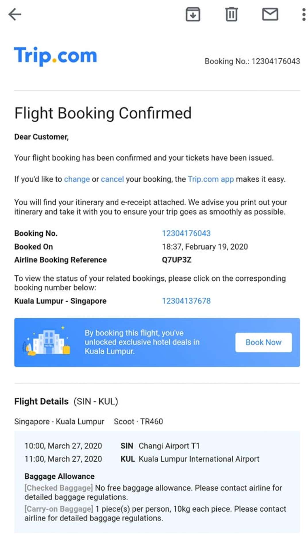 Flight Confirmation Email