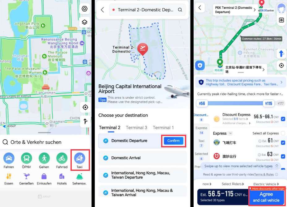 So rufst du ein Taxi mit Amap (Gaode Maps)