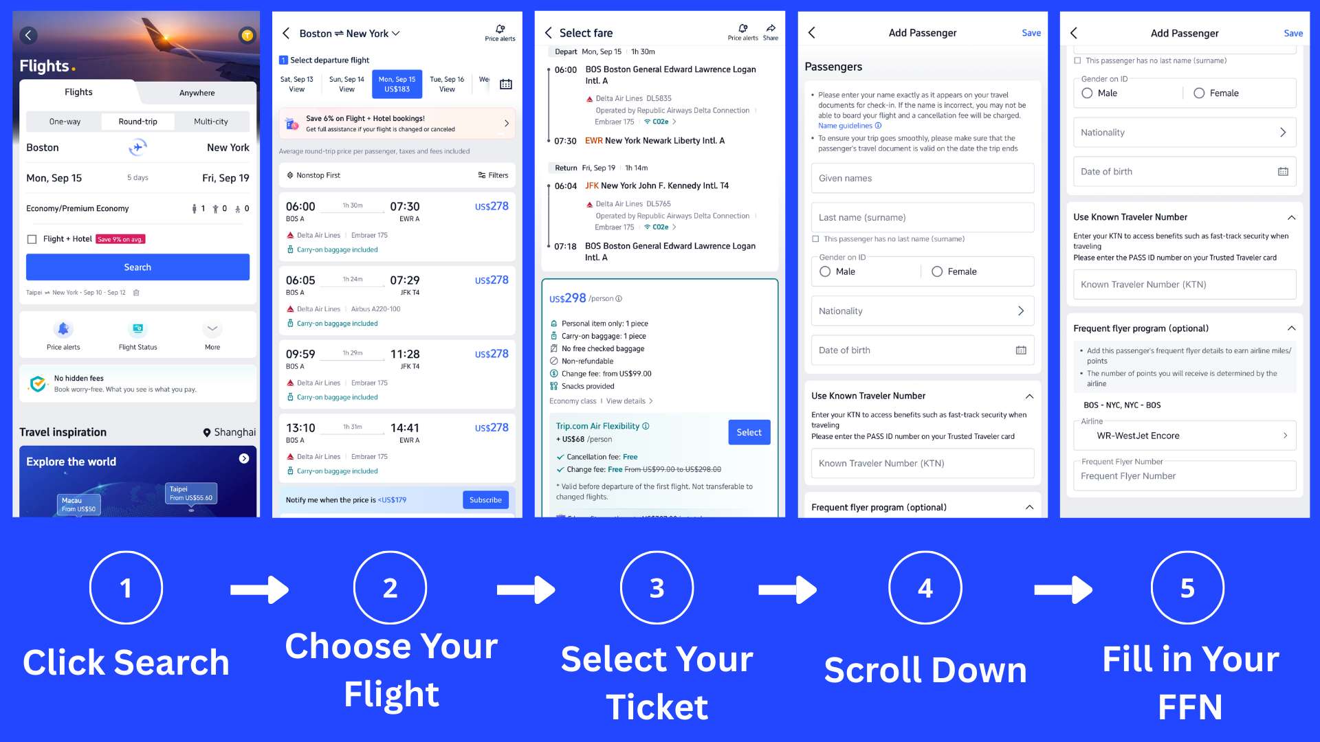 Adding Frequent Flyer Number on Trip.com