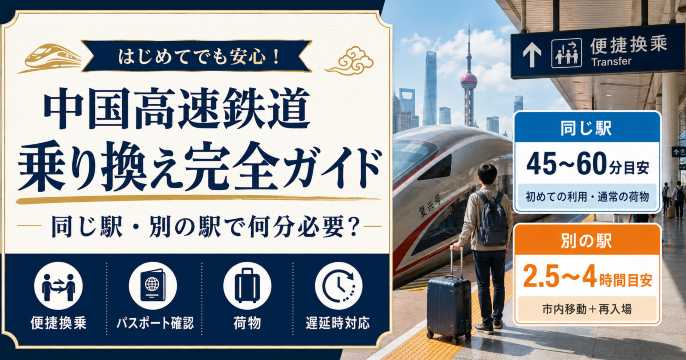 中国高速鉄道の乗り換え完全ガイド｜同じ駅・別の駅で何分必要？