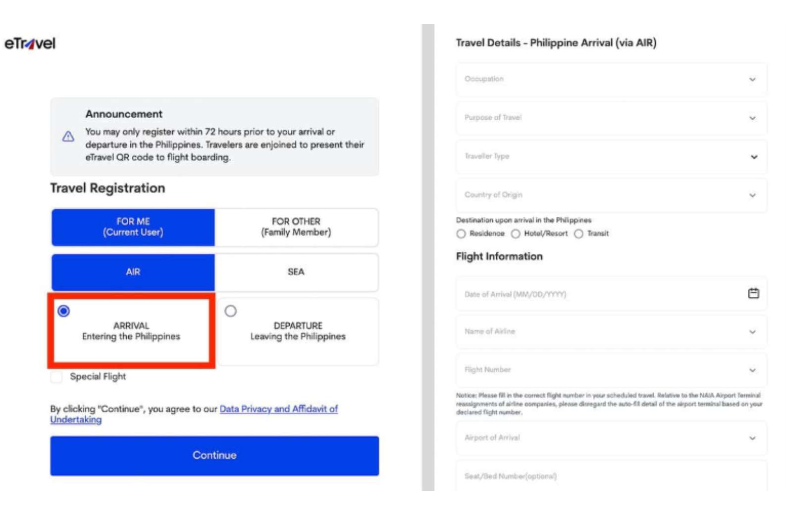 How to apply arrival card steps 2