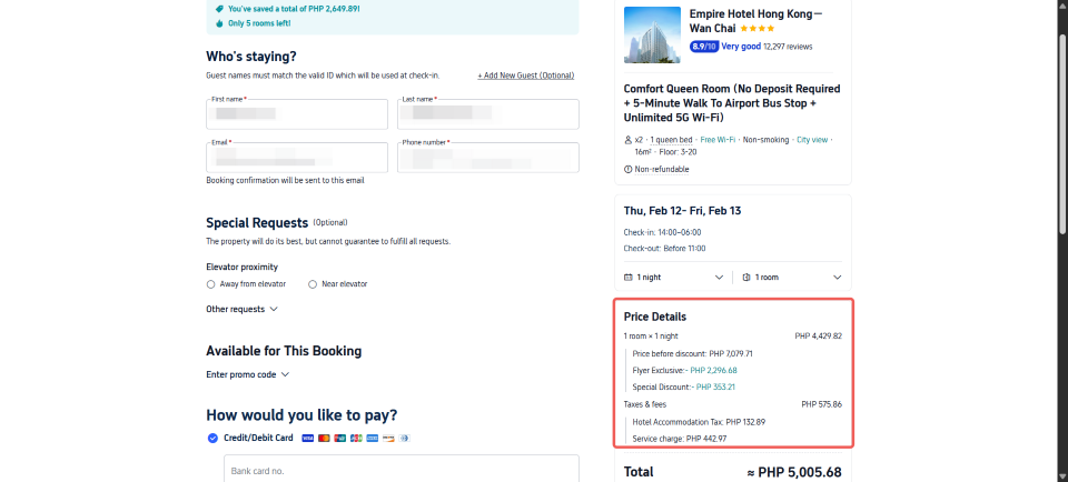 Trip.com Booking Fee
